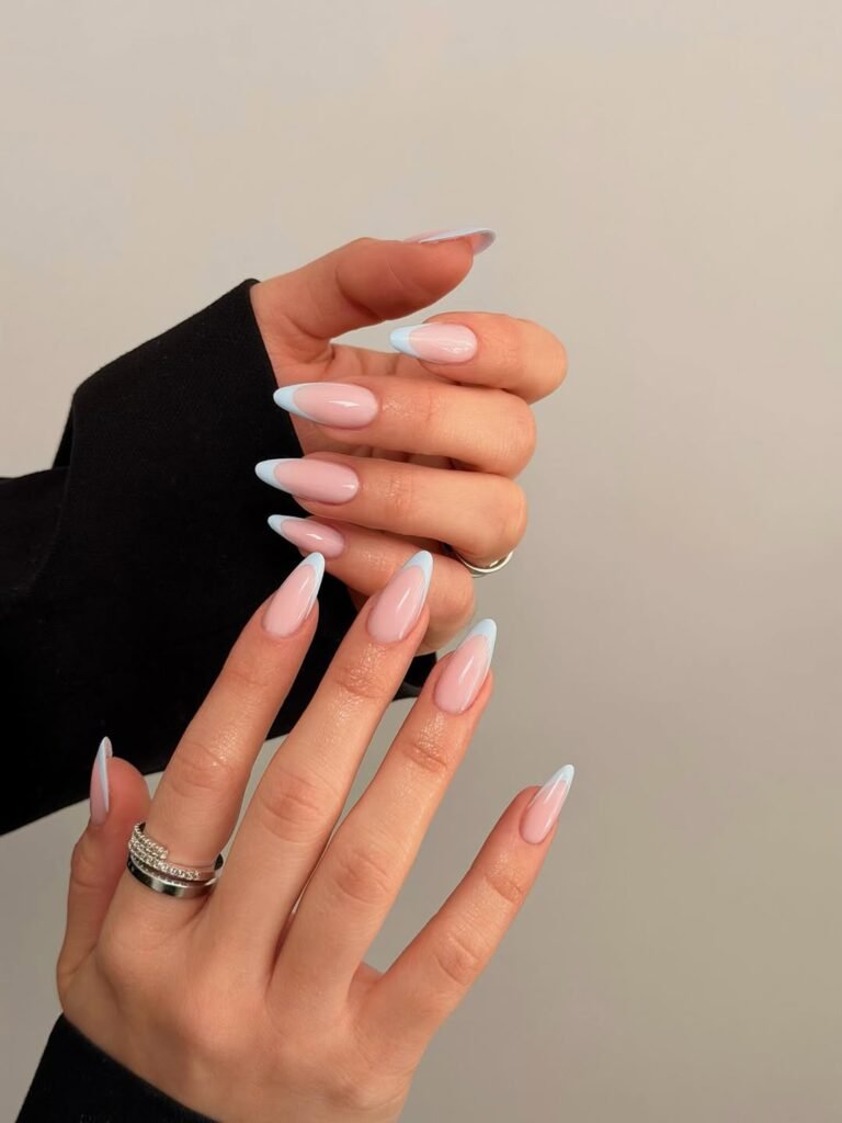 blue french nails april