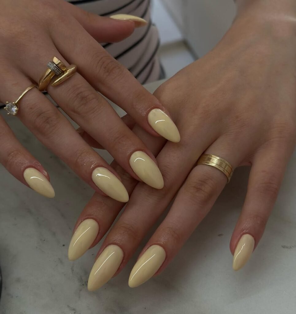 butter yellow nails for april