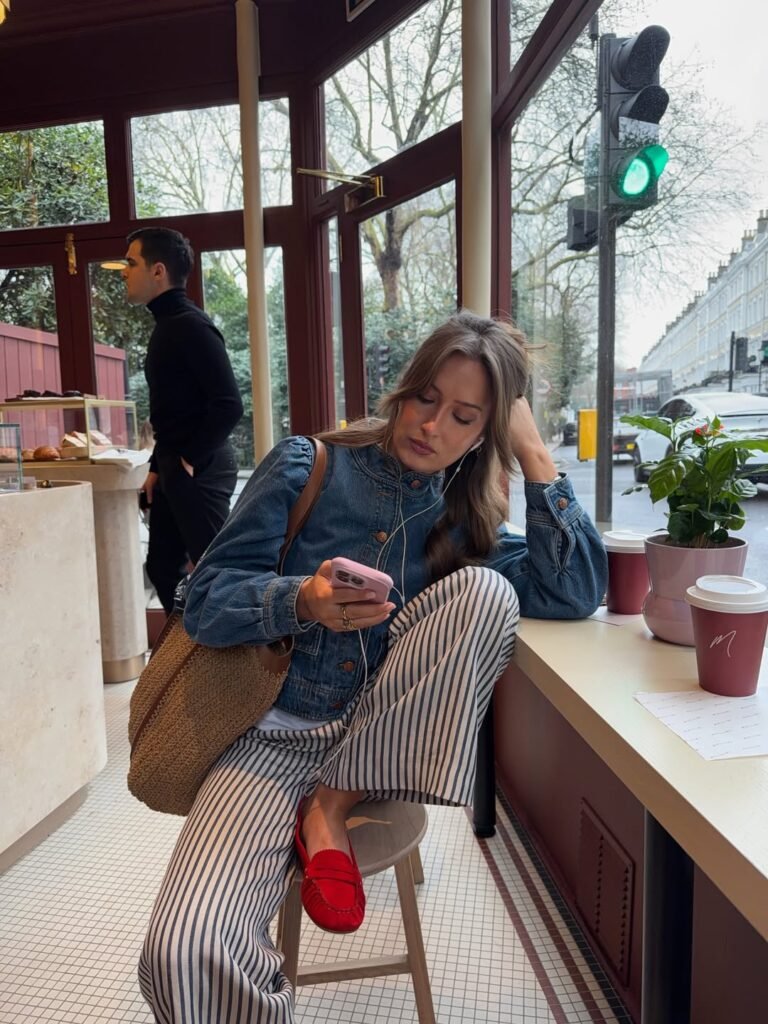denim jacket with linen pants 