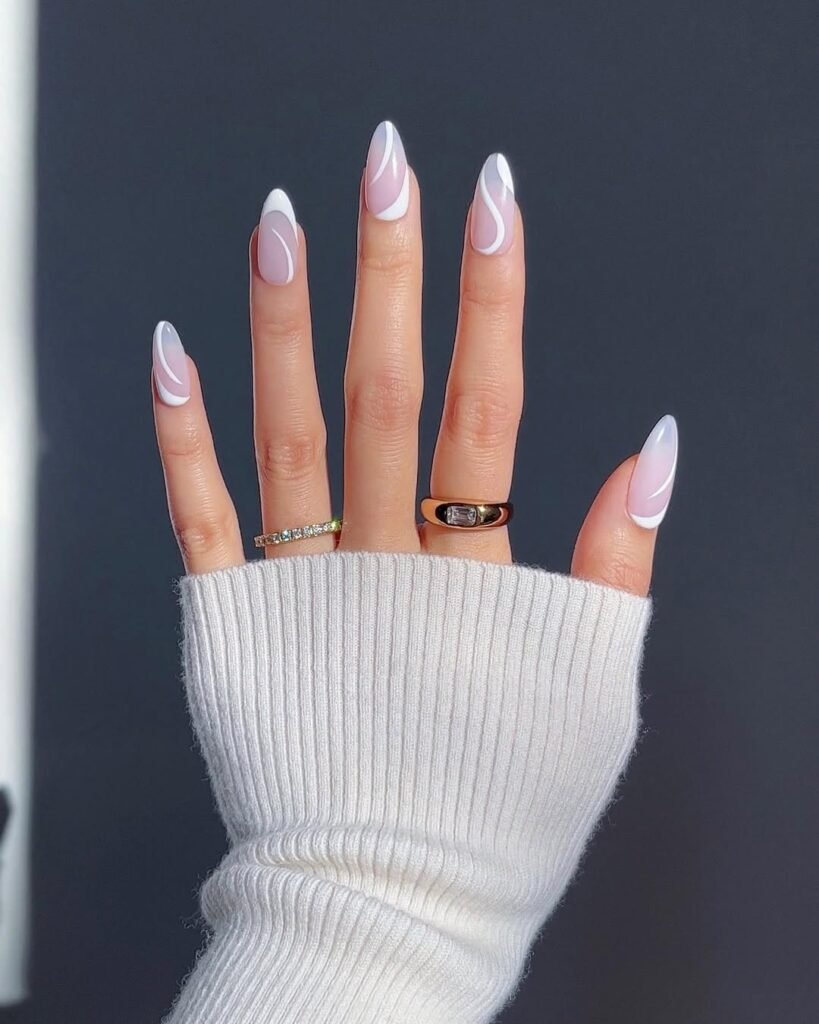 white pastel nails