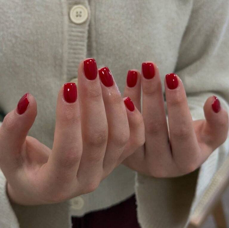 Cherry Red Short Nail Designs